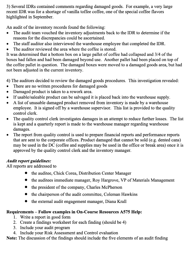 3) Several IDRs contained comments regarding