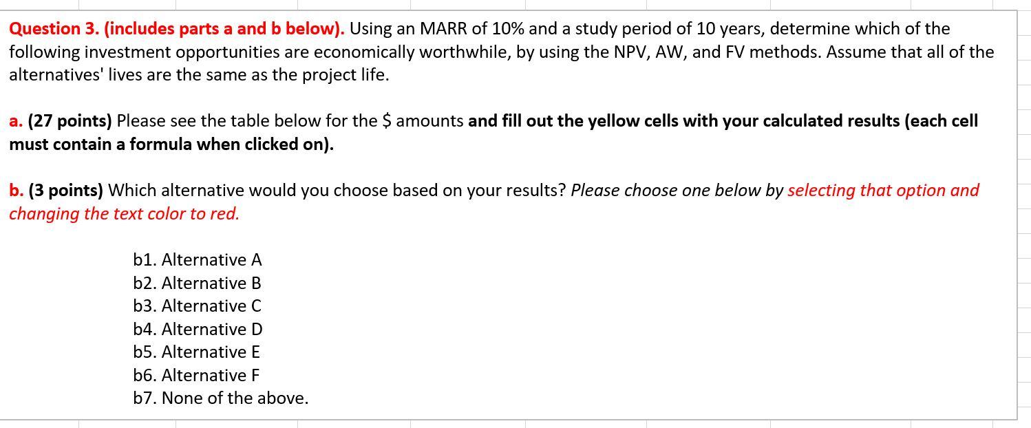 Question 3. (includes parts a and b below). Using