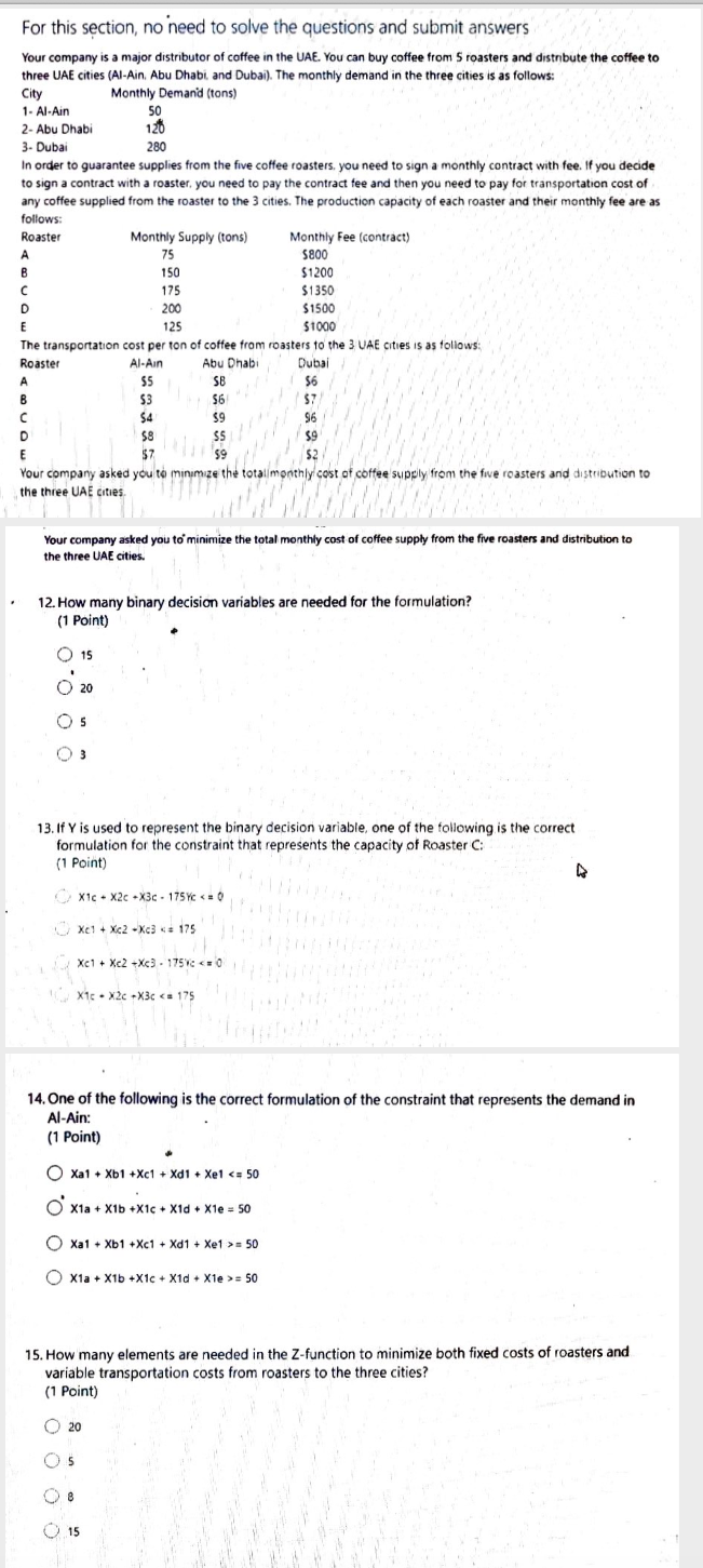 For this section, no need to solve the questions