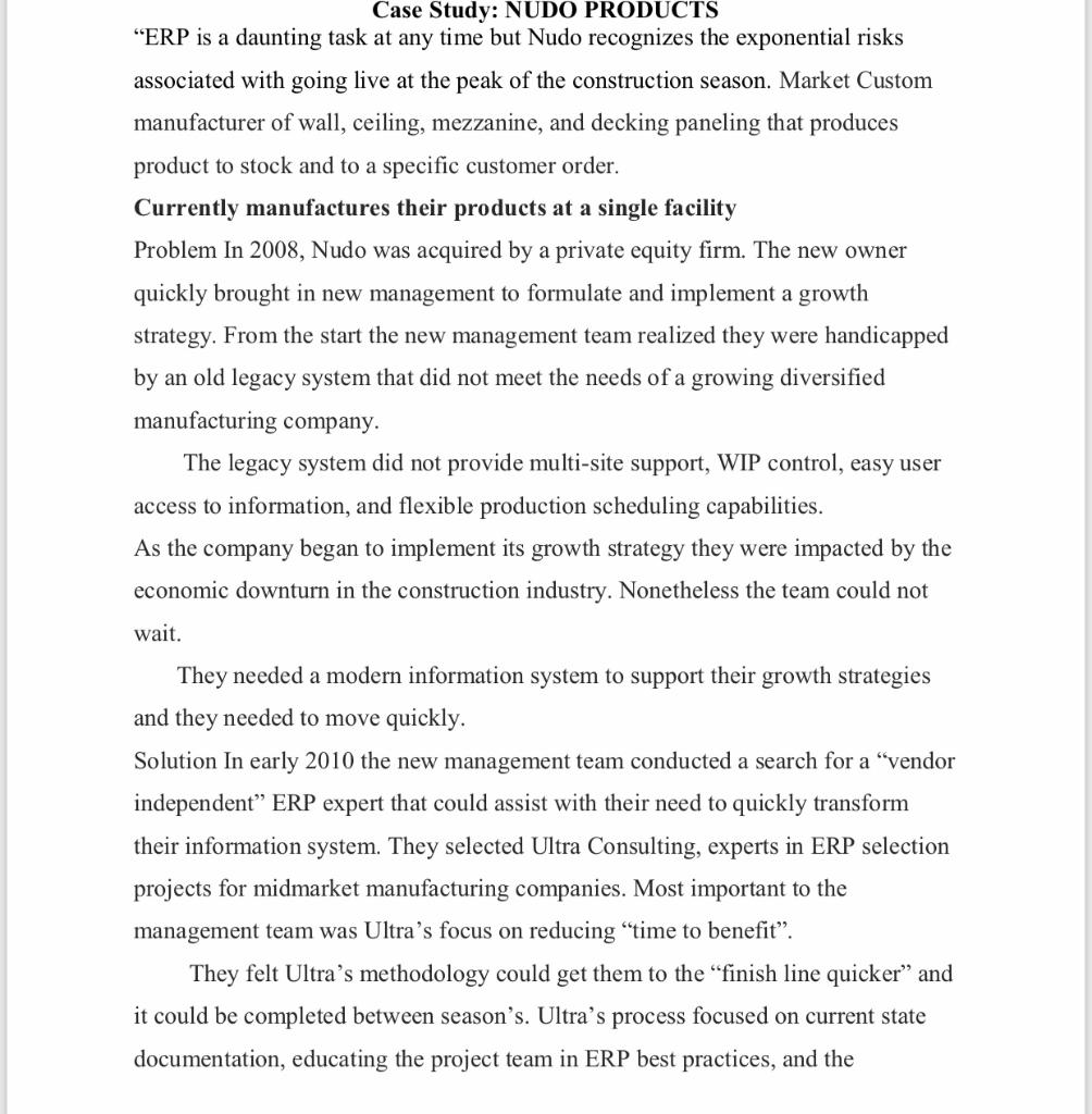 Case Study: NUDO PRODUCTS ERP is a daunting task