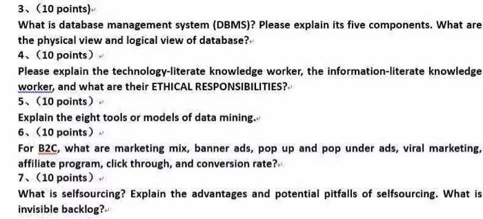 3 & 4 & 5 3. (10 points) What is database