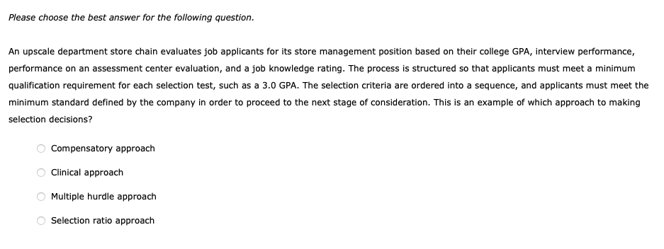 HR class, Please choose the best answer for the