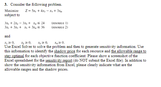 3. Consider the following problem. Maximize