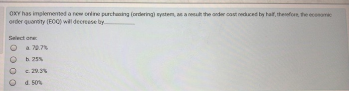 OXY has implemented a new online purchasing