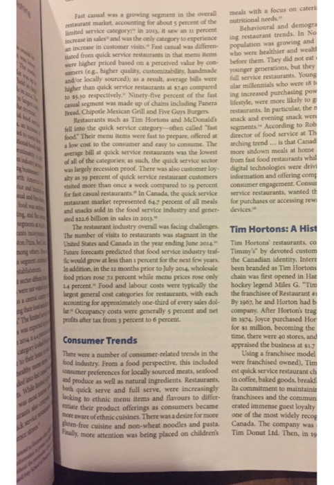 case study (Tim Hortons Inc) please read the