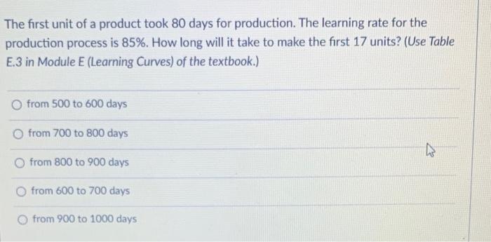 The first unit of a product took 50 minutes to