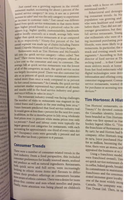 case study (Tim Hortons Inc) please read the