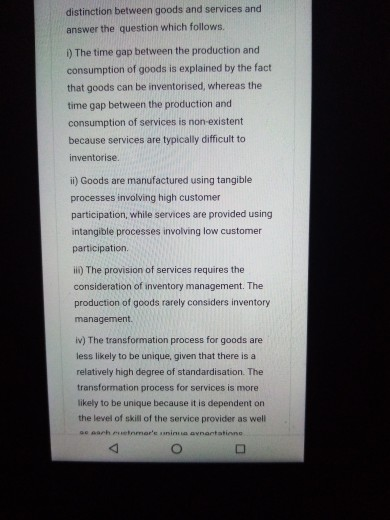 distinction between goods and services and answer