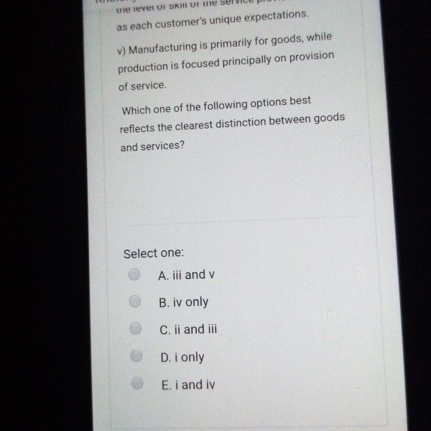distinction between goods and services and answer