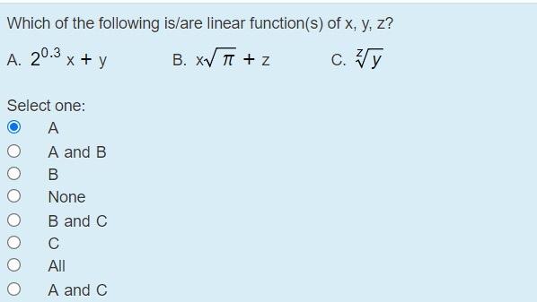 Which of the following is/are linear function(s)