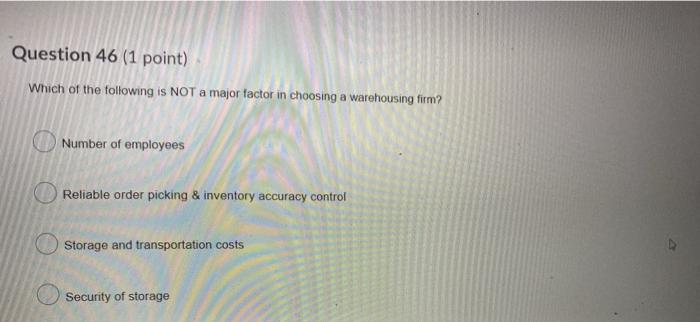 Question 45 (1 point) For a company that