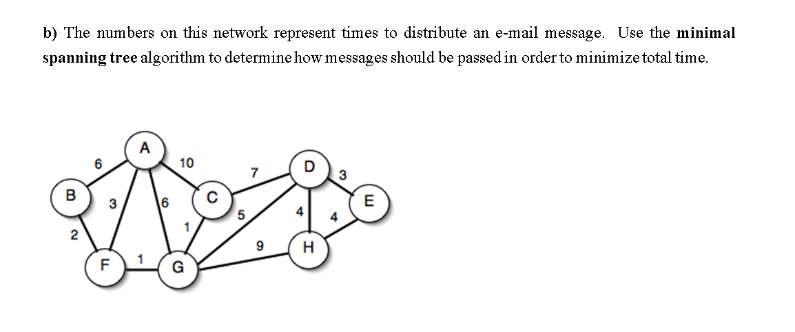 b) The numbers on this network represent times to