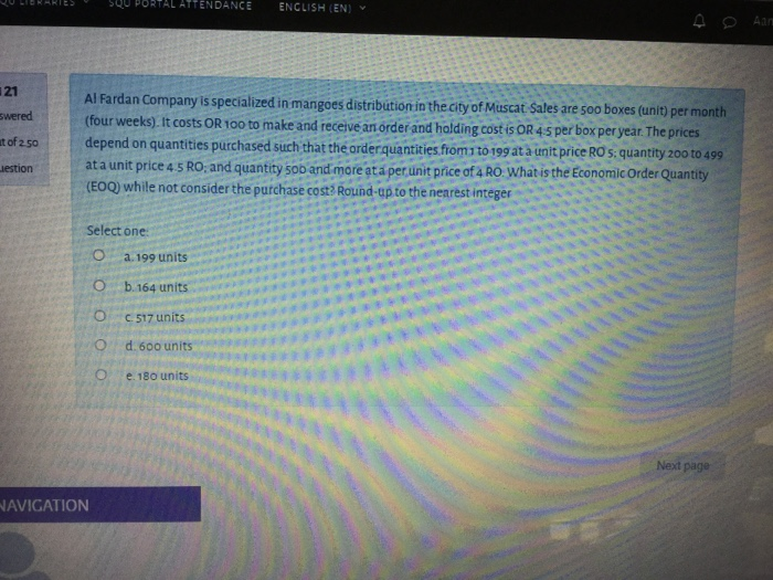 ATTENDANCE ENGLISH (EN) n 121 swered at of 2.50