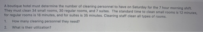with all the equations please A boutique hotel