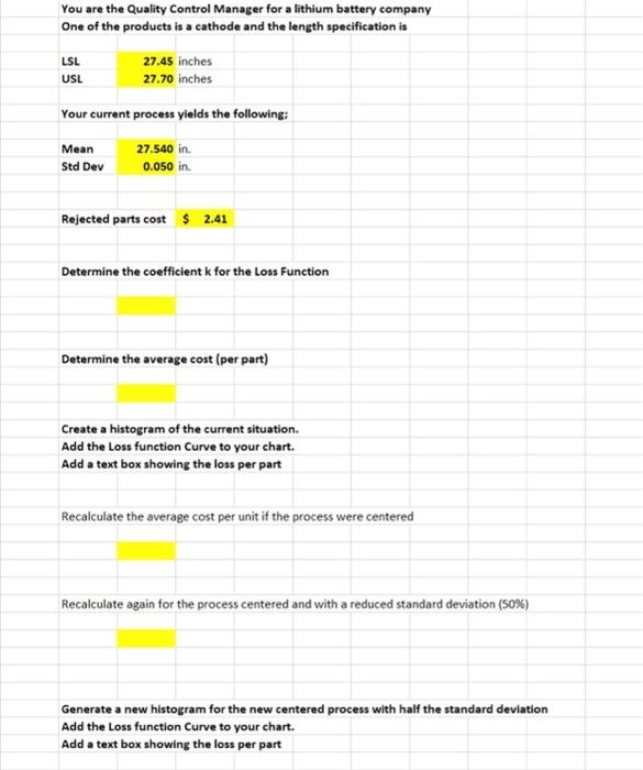You are the Quality Control Manager for a lithium
