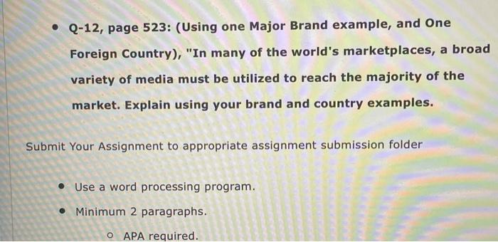 Q-12, page 523: (Using one Major Brand example,