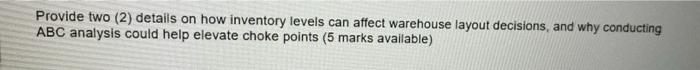 Provide two (2) details on how inventory levels