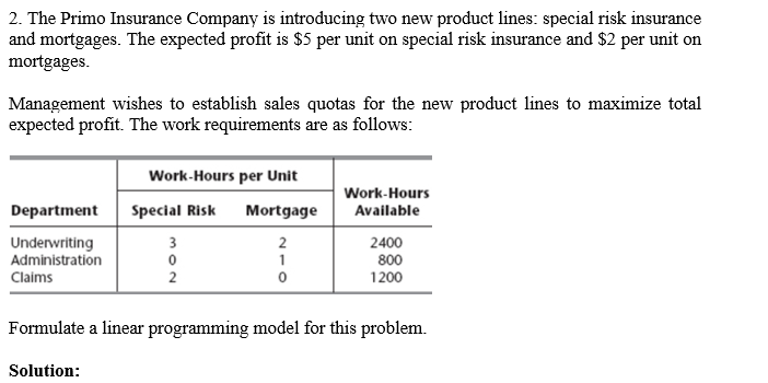 Formulation of Linear Programming Problem 2. The