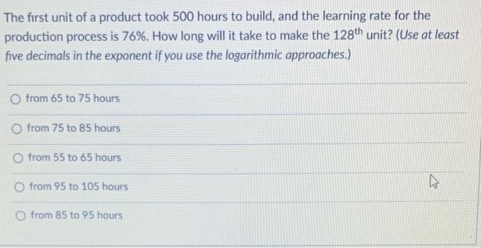 The first unit of a product took 80 days for
