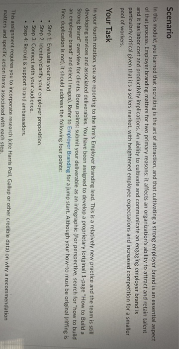 Scenario In this module, you learned that