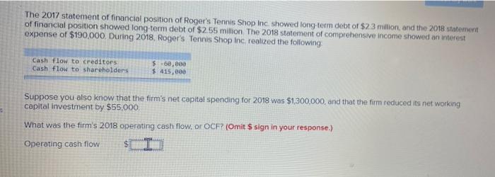 The 2017 statement of financial position of