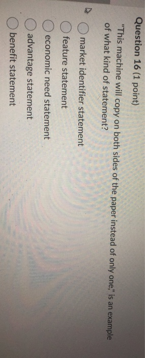 Question 16 (1 point) "This machine will copy on