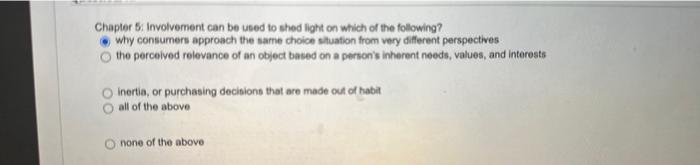 Chapter 5: Involvement can be used to shed light