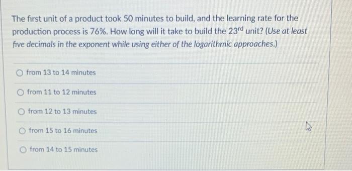 The first unit of a product took 80 days for