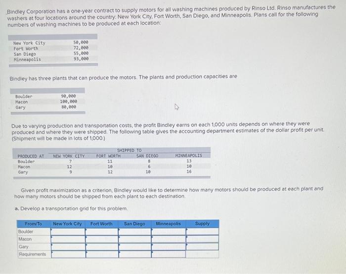 Bindley Corporation has a one-year contract to
