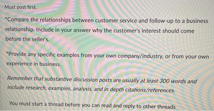 Must post first. * Compare the relationships