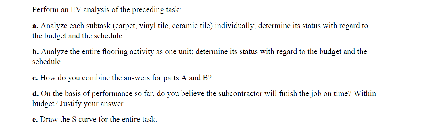 Question 2: A flooring subcontractor must install
