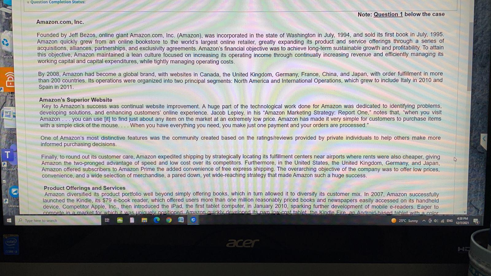 Question Completion Status: Note: Question 1