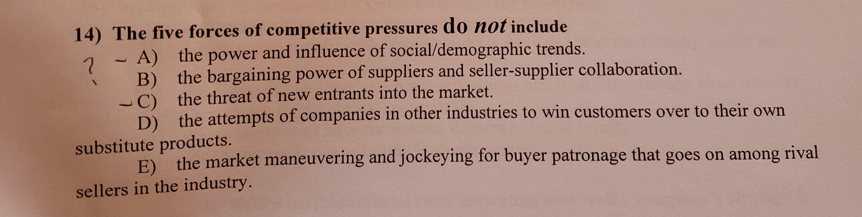 14) The five forces of competitive pressures do