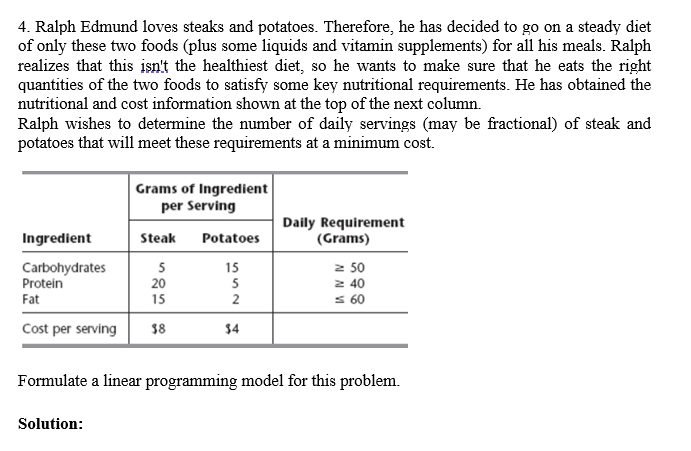 Formulation of Linear Programming Problem 4.