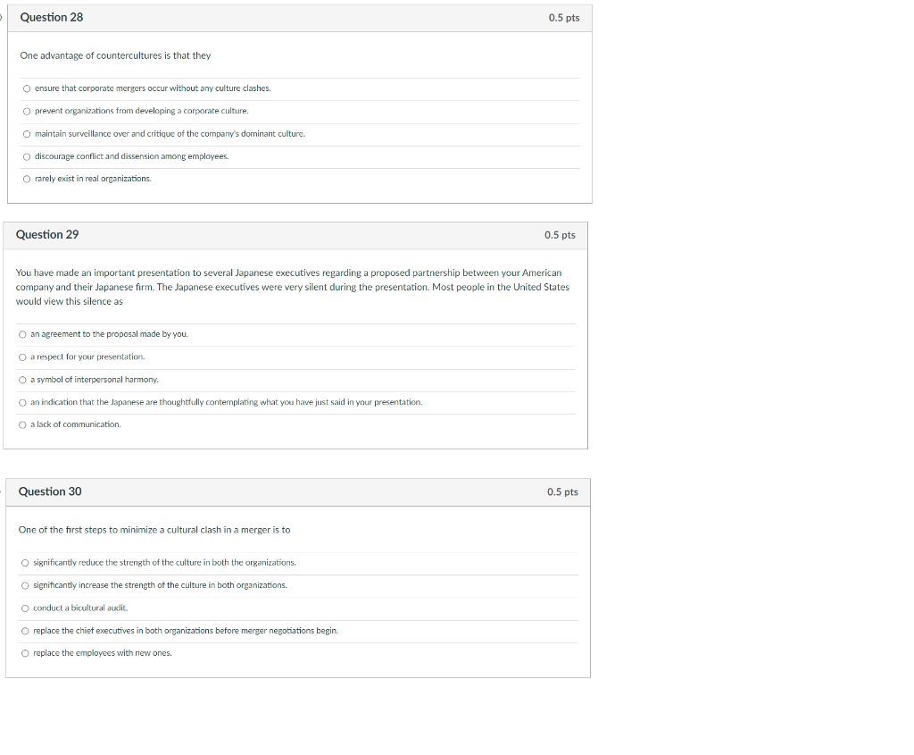 i need it in 5mins Question 28 0.5 pts One