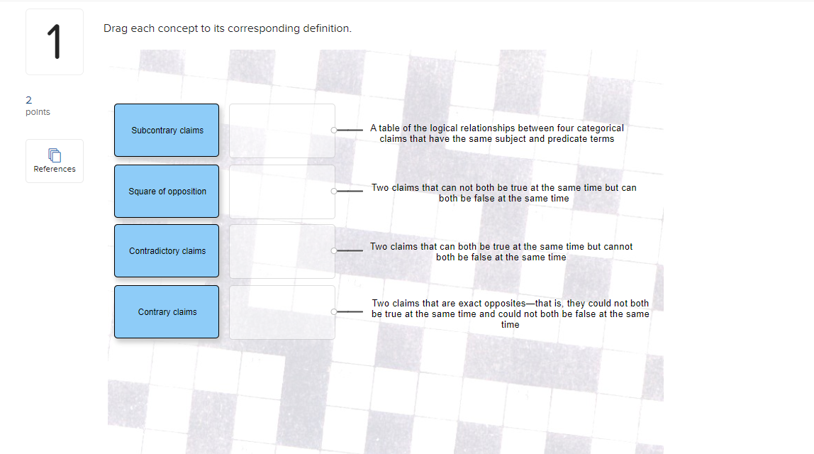 Drag each concept to its corresponding