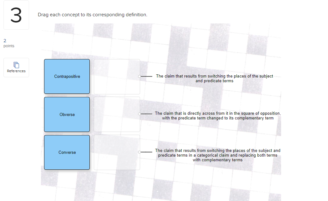 Drag each concept to its corresponding