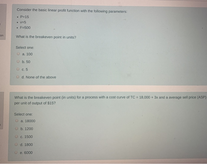 Consider the basic linear profit function with