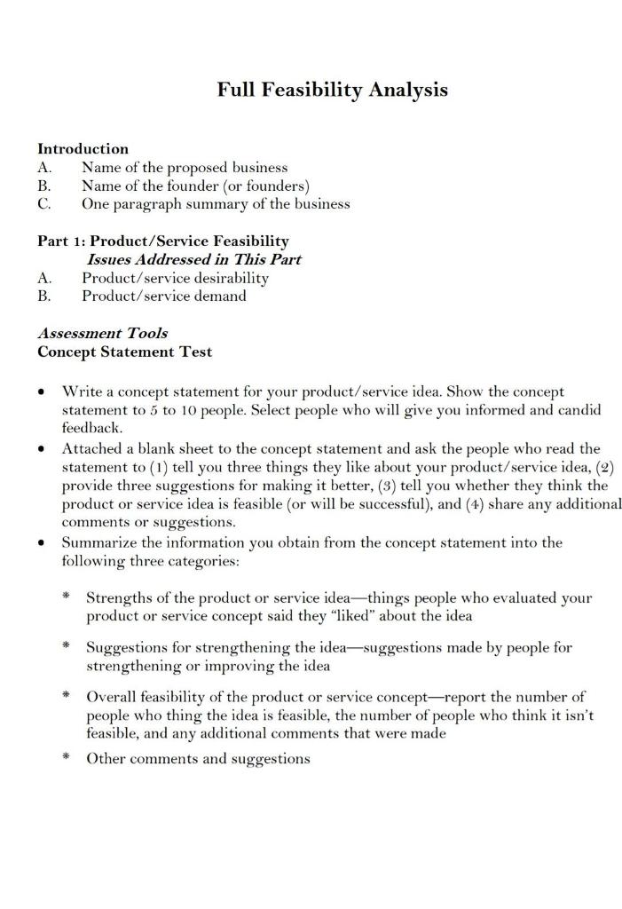 Full Feasibility Analysis Introduction A. B. C.