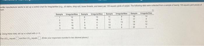 extile manufacturer wants to set up a control