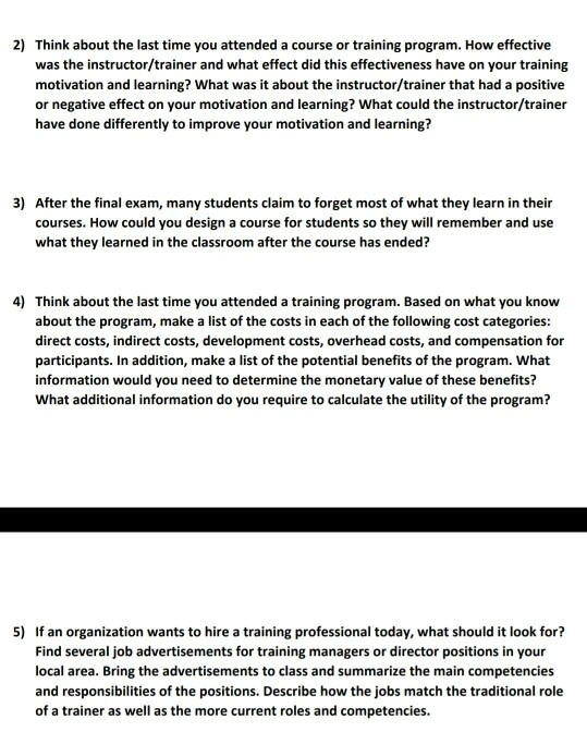 2) Think about the last time you attended a