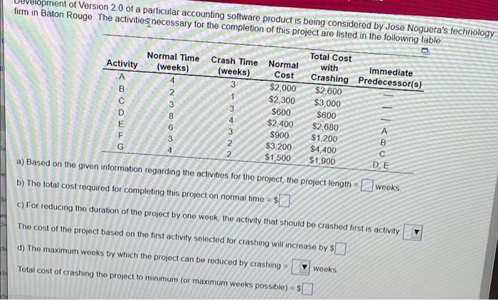 velopment of Version 2.0 of a particular