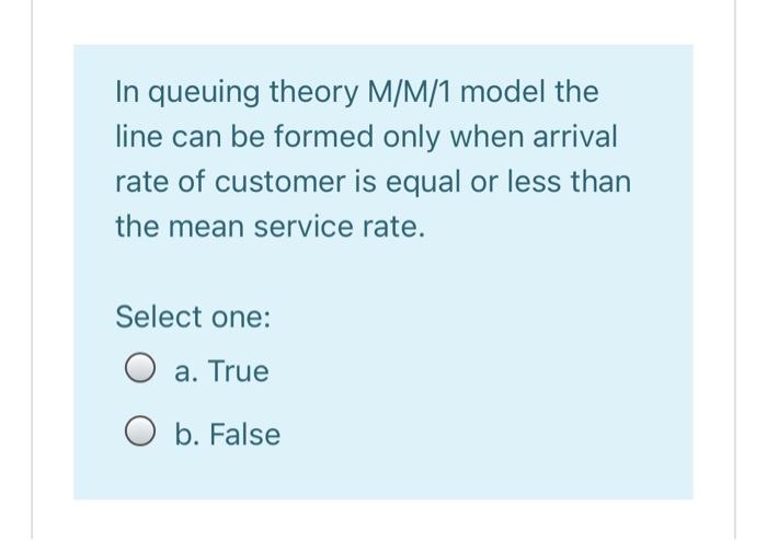 In queuing theory M/M/1 model the line can be