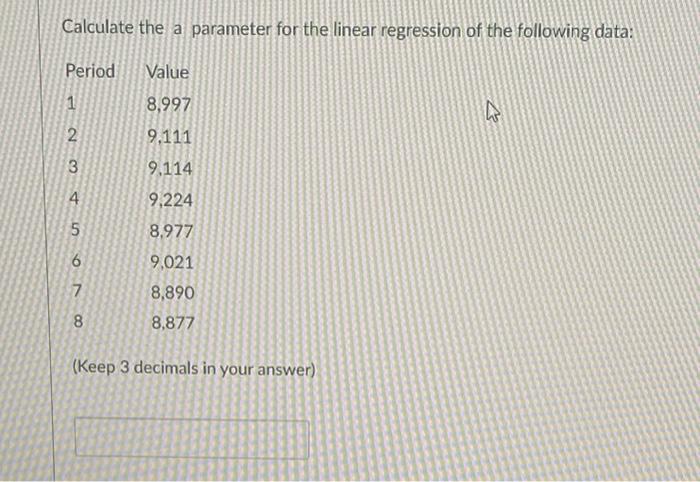 Calculate the a parameter for the linear