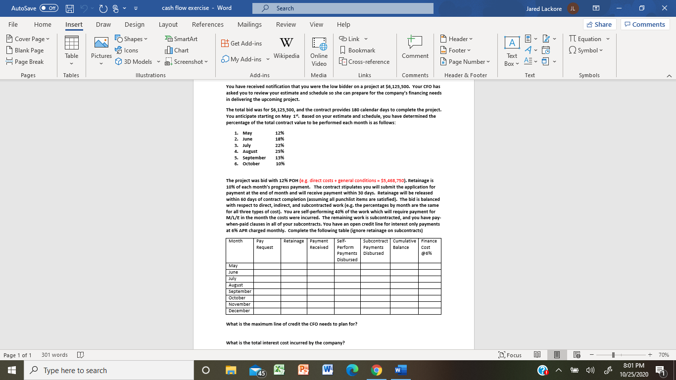 AutoSave Off 50G cash flow exercise - Word Search