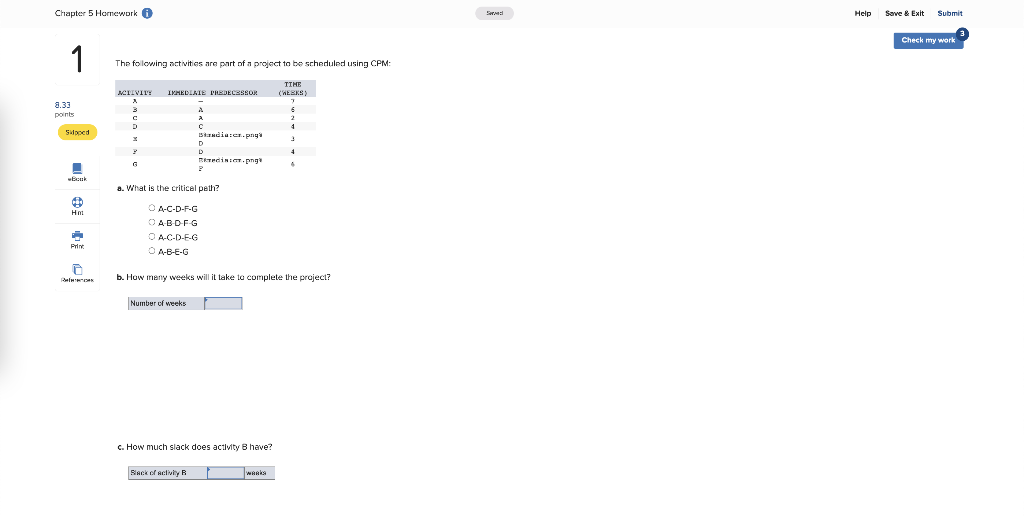 The folowing net vites are part of a project to