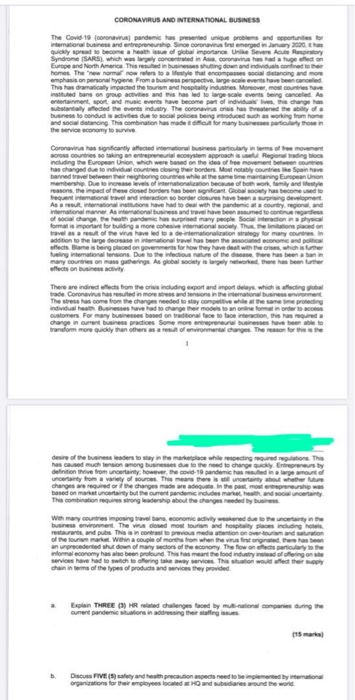 help me plz urgent CORONAVIRUS AND INTERNATIONAL