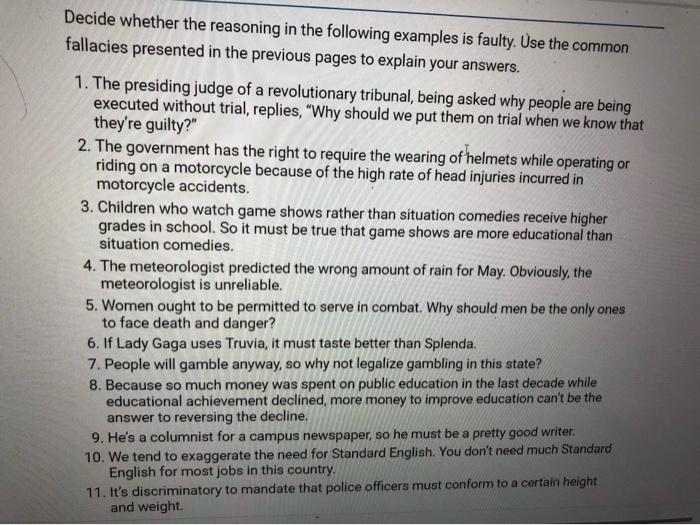 examine the sentences with flawed logic carefully