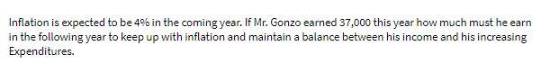 Inflation is expected to be 4% in the coming