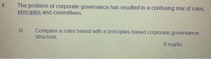 4. The problem of corporate governance has